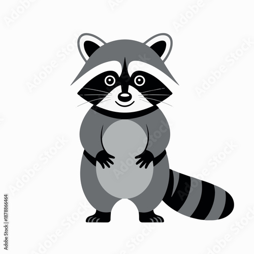 Cute cartoon raccoon illustration isolated on transparent background, isolated on white background, Vector