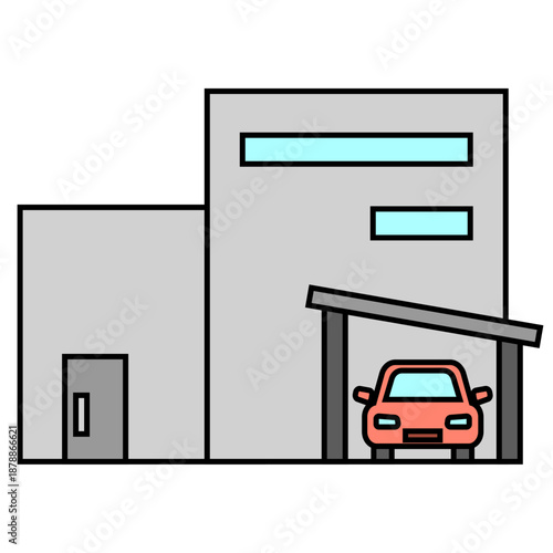 ガレージ付きの家、一軒家、マイホーム