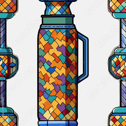 Colorful patterned thermos flask