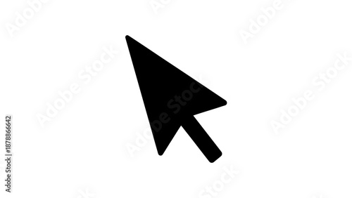 Black Computer Mouse Pointer Cursor Icon on Isolated White Background