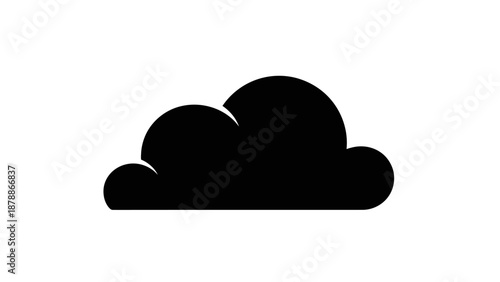 Simple Black Cloud Shape Icon Symbolizing Weather or Data Storage on Isolated White Background