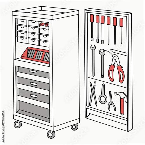 Tool cart with organized tools