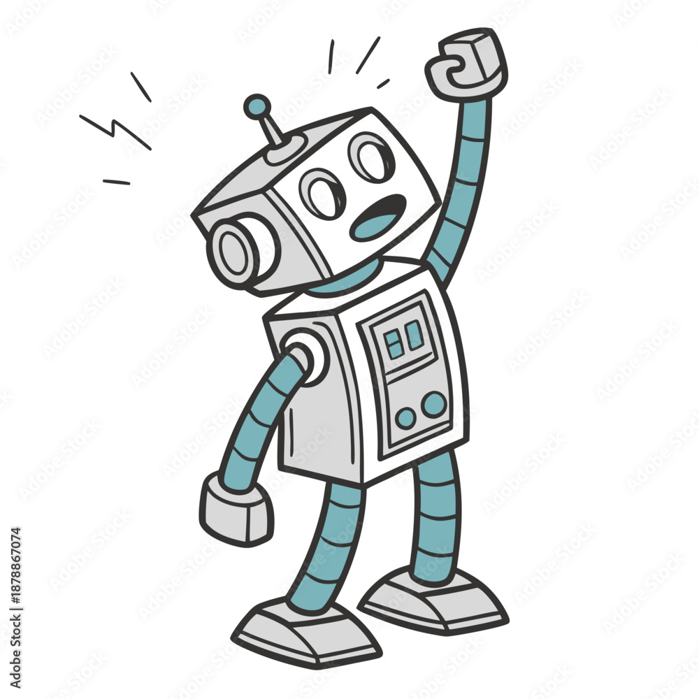 Fototapeta premium Victorious robot celebration