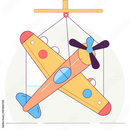 Cartoon airplane hanging from a mobile