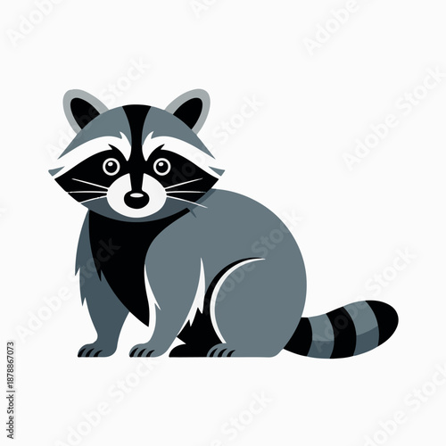Cute cartoon raccoon waving isolated on transparent background, isolated on white background, Vector