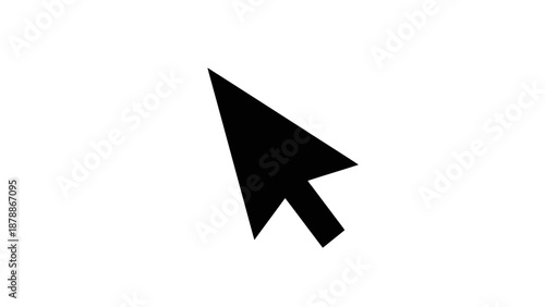 Black Computer Mouse Cursor Arrow Pointer Icon, Isolated on White Background