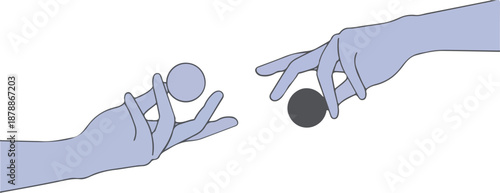Minimalist Hands Holding Spheres