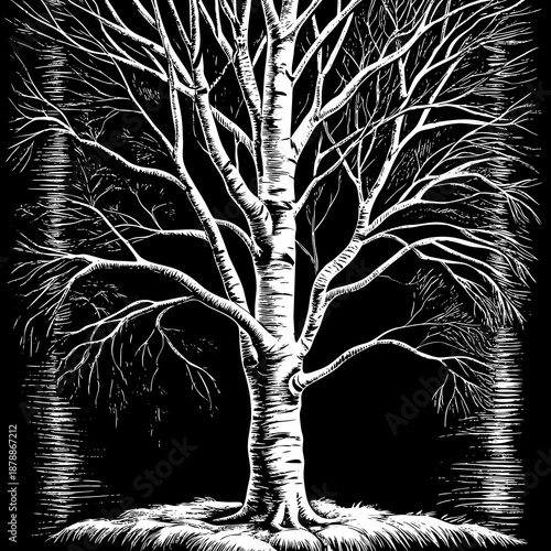 Birch tree in winter