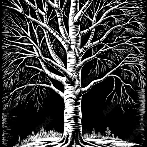 Birch tree silhouette