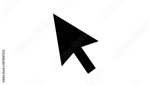 Black Mouse Cursor Arrow Pointer Icon on Isolated White Background