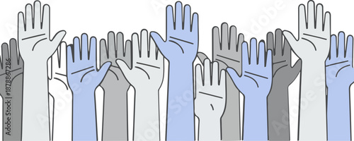 Diverse Raised Hands Illustration