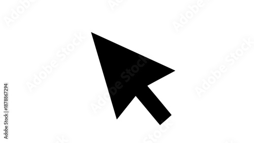 Black Mouse Cursor Arrow Pointer Icon on Isolated White Background