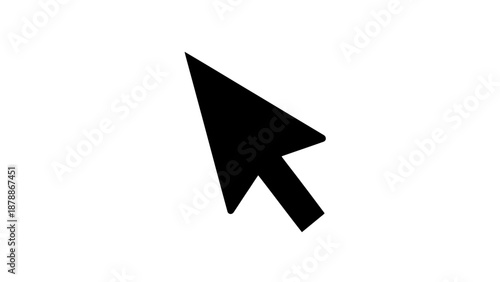 Black Mouse Cursor Arrow Icon Pointing Up-Right Direction on Isolated White Background