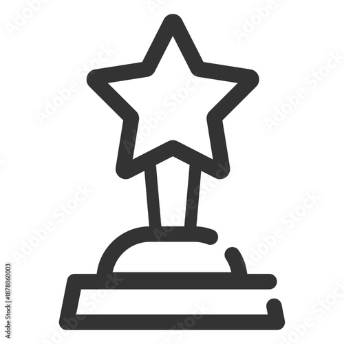 Star statuette trophy icon. Entertainment, movie, or celebrity achievement symbol. Minimalist bold line vector graphic.
