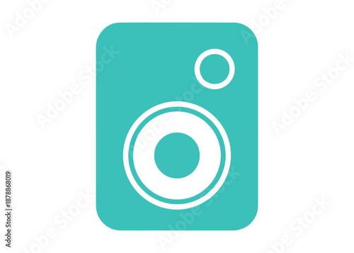 A simple, colorful vector icon of a radio. It features clean lines and a modern design, making it ideal for logos, stickers, or digital applications on any backdrop.
