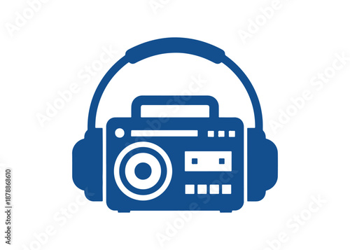 minimalist, colorful vector radio icon. It has sharp lines and a modern vibe, perfect for logos, stickers, or digital use against any background.