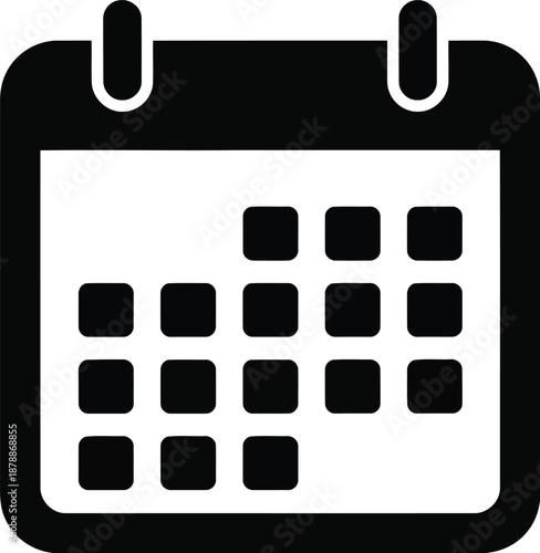 Monthly calendar icon with square date grids for schedule planning agenda management time organization and events tracking