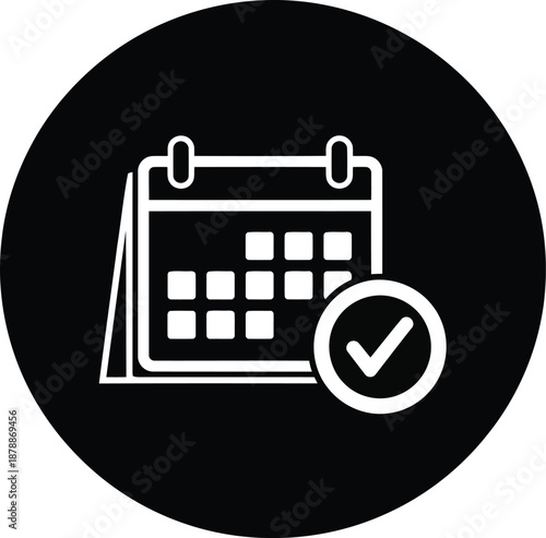 Calendar complete icon business management schedule planner diary reminder organizer agenda event date checkmark