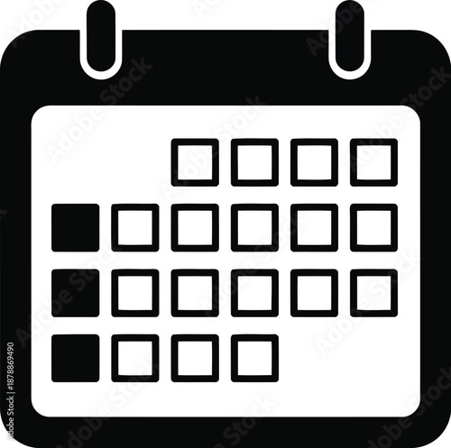 Calendar organizer icon business management schedule planner diary reminder agenda event date month symbol