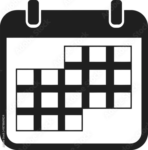 Calendar icon with multiple squares representing days or events, symbolizing schedule, planning, or organization