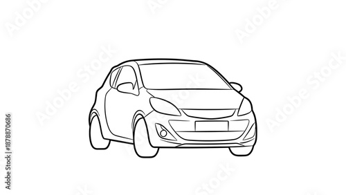 Simple line drawing of a compact car with a sleek front end.