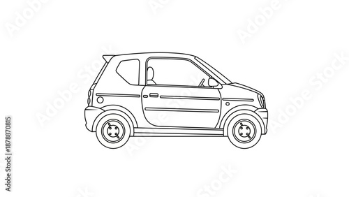 Simple line drawing of a small hatchback car.