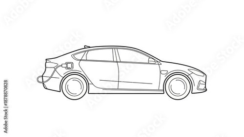 Simple line drawing of a modern car profile.