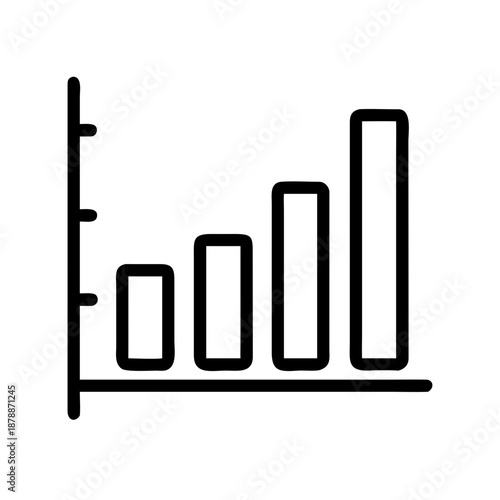 Bar Chart Icon - Statistical Data and Financial Progress Outline Vector