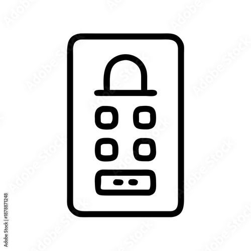 Smart Keypad Lock Icon - Secure Access and Electronic Entry Outline Vector