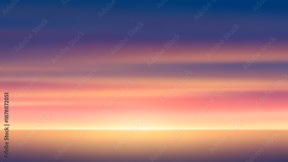 Obraz premium Abstract colorful sunset with horizontal stripes of blue purple pink and orange hues social media thumbnail poster banner download 2026 2027