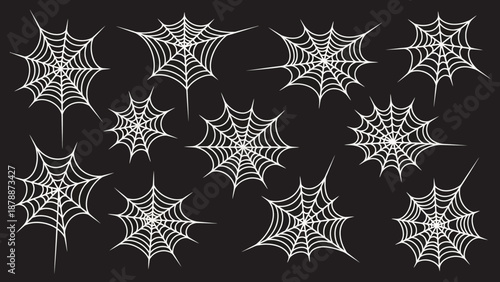 Intricate spiderweb pattern on black background conveying a sense of mystery and Halloween spirit