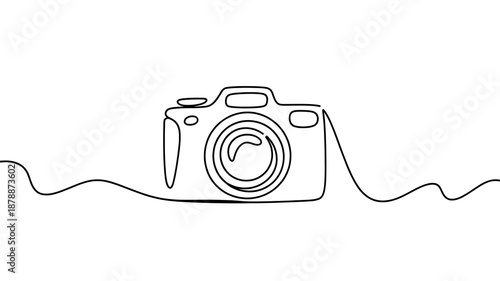 Minimalist DSLR Camera Line Art. Continuous Drawing for Enthusiasts