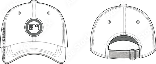 White baseball cap with mlb on front and adjustable velcro strap back mlb white hat