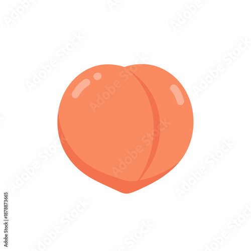 Cute Flat Design Peach Fruit Illustration