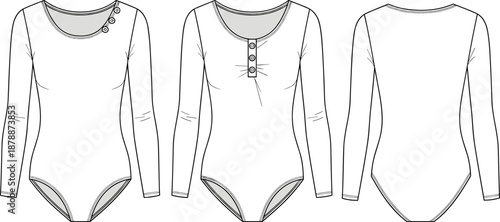 White long sleeve bodysuits with different neckline styles clothing fashion