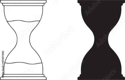 Longevity lifestyle hourglass logo with sand flowing through glass representing time management and healthy life span duration