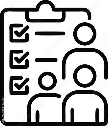 Candidate selection checklist clipboard icon showing human resources management and recruitment process