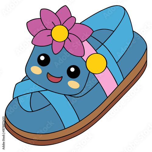 Cartoon sandal with flower