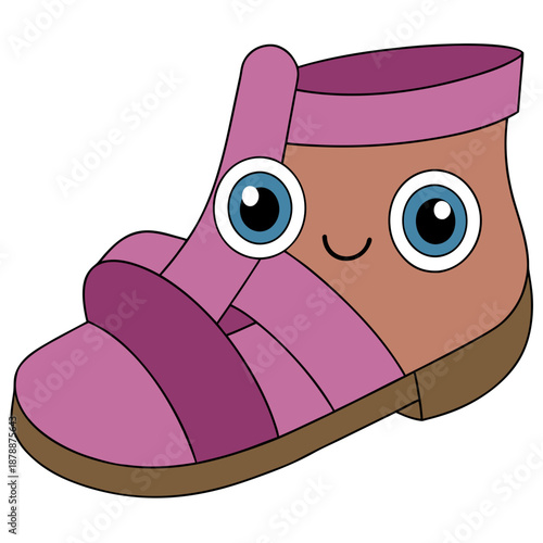 Cartoon sandal with eyes