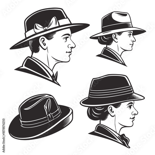 Vintage hat illustrations