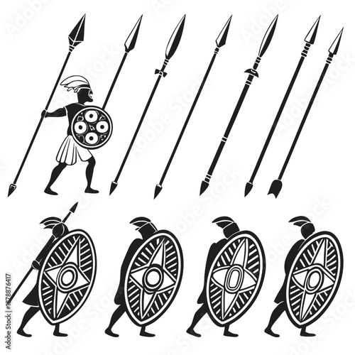 Ancient warriors with shields and spears