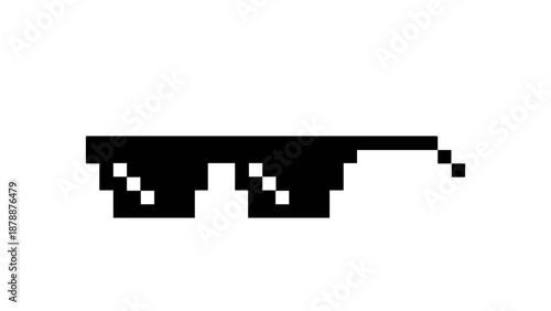 Digital pixel art illustration of classic eyewear, representing a cool and confident attitude with a retro 8-bit aesthetic