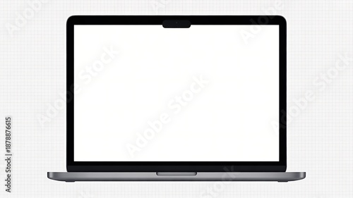 Modern Laptop with Blank Screen Mockup | Technology Design Template with Notch Display