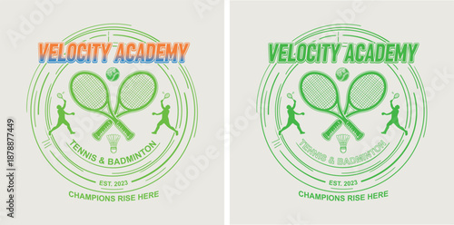 Vintage Brooklyn Tennis Club Athletic Illustration - Retro Est. 1982 New York Sports Graphic with Tennis Rackets, Ball, and Laurel Wreath - Classic Collegiate Varsity Style Apparel T-Shirt Design Art