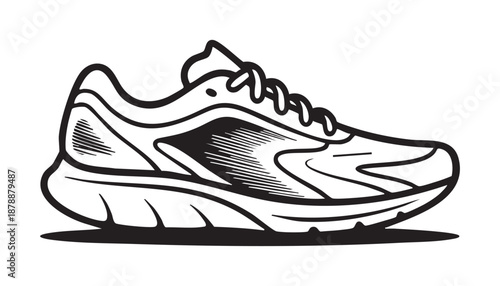 Athletic Sneaker Shoe Outline Vector Illustration