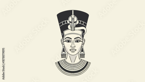 Ancient Egyptian Queen Illustration Portrait.