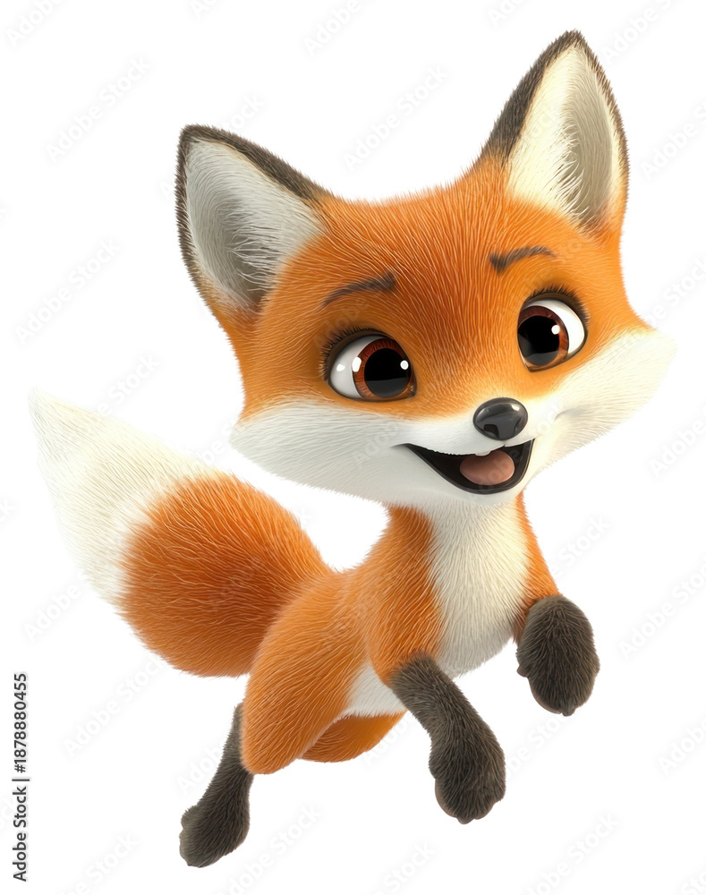 Obraz premium PNG Fox cartoon background white runing.