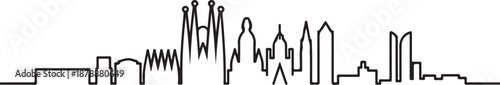 Barcelona City Skyline Minimalist Vector Silhouette