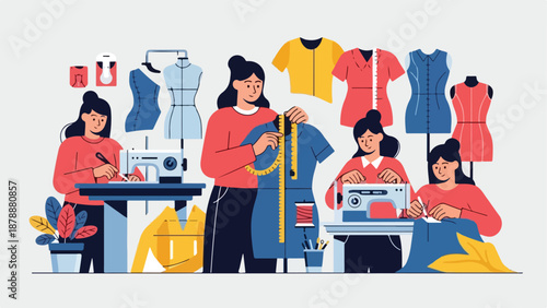 Fashion designers working together in a studio.