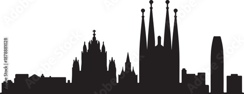 Barcelona City Skyline Minimalist Vector Silhouette